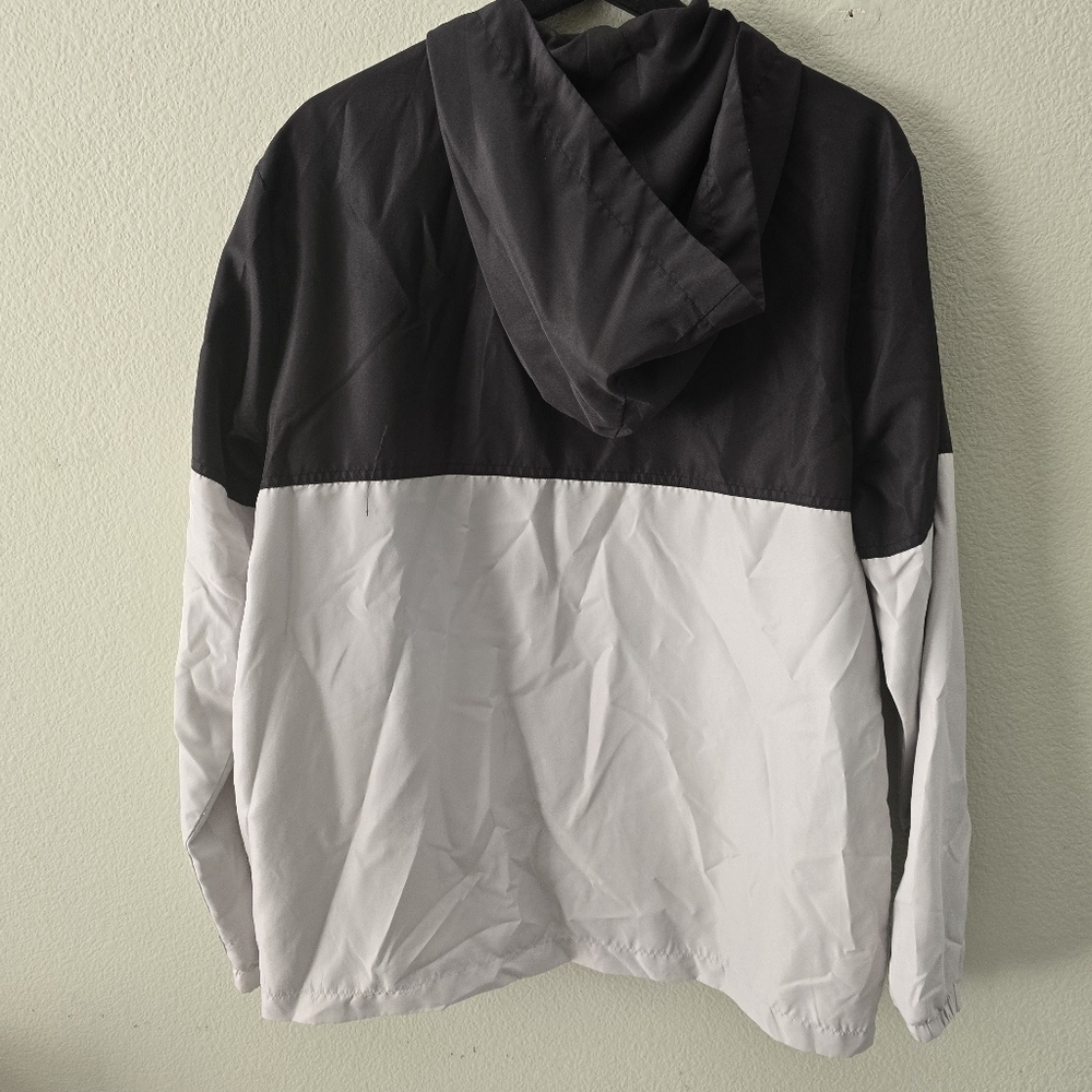 RSQ Colorblock Windbreaker Jacket Mens Medium Black Gray Y2K Streetwear Zip Hood - Picture 6 of 11